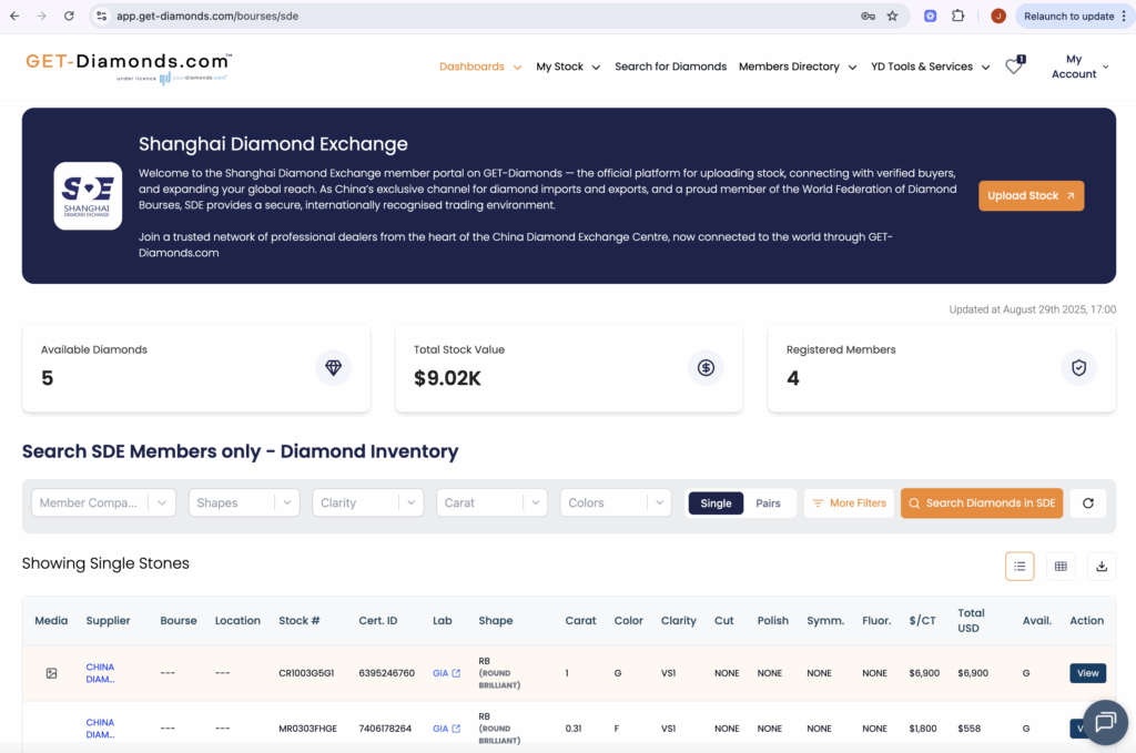 Shanghai Diamond Exchange Trading Portal